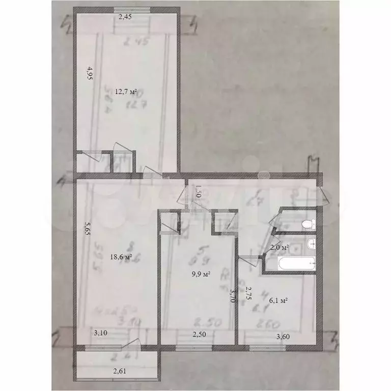 3-к. квартира, 59 м, 4/5 эт. - Фото 0