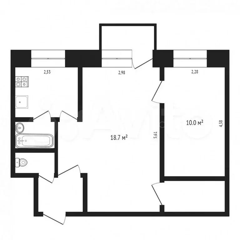 2-к. квартира, 41,4 м, 5/5 эт. - Фото 0