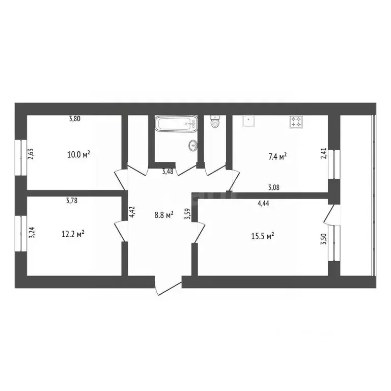 3-к кв. Амурская область, Благовещенск Трудовая ул., 254 (60.8 м) - Фото 2