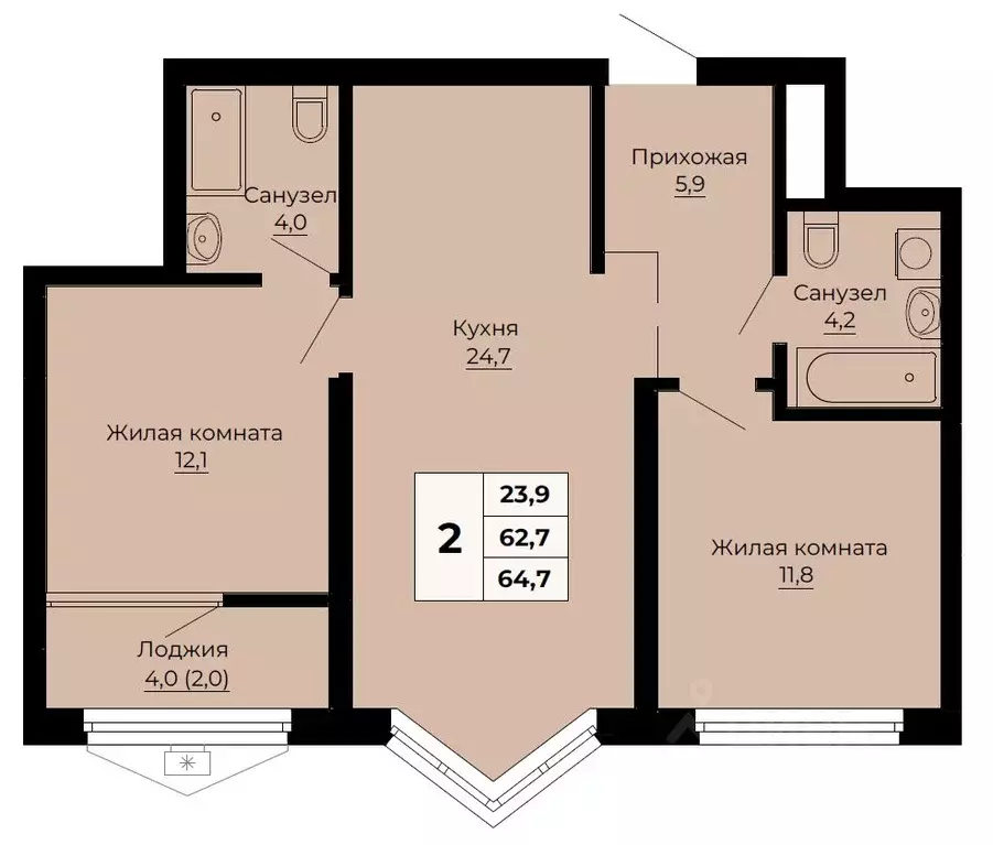 2-к кв. Свердловская область, Екатеринбург ул. Одинарка, 6 (64.7 м) - Фото 0