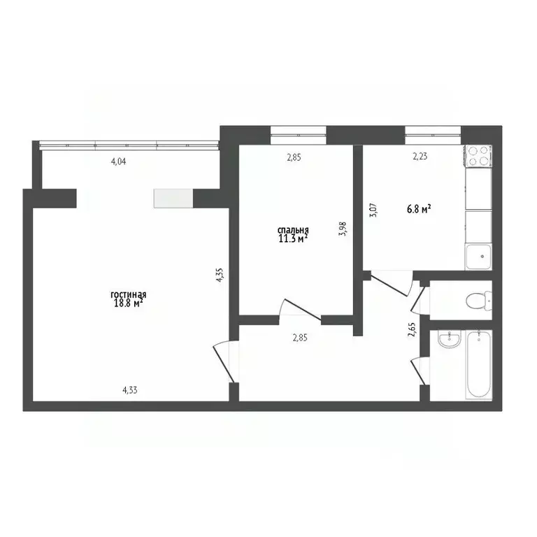 2-к кв. Ставропольский край, Ставрополь ул. Дзержинского, 228 (42.9 м) - Фото 1