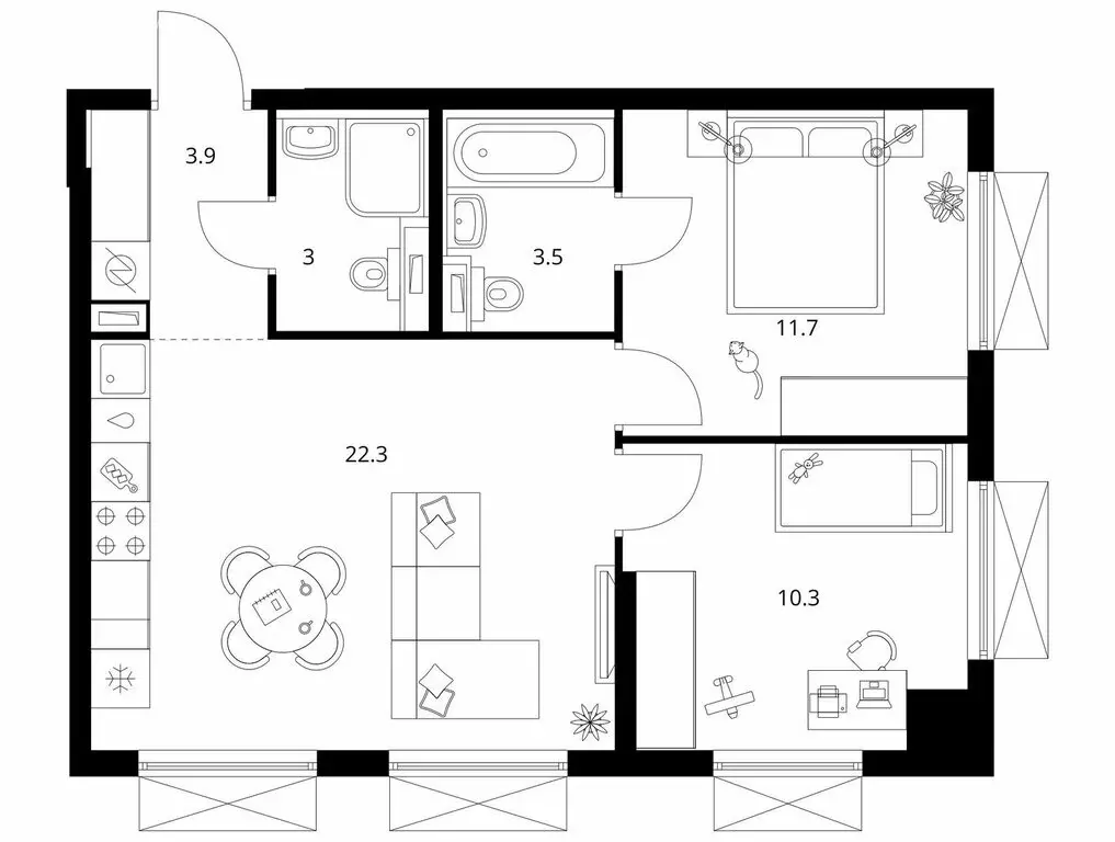 2-комнатная квартира: Котельники, микрорайон Ковровый, ЖК Томилинский ... - Фото 1