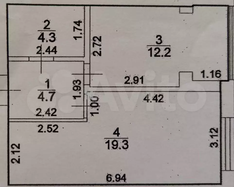 1-к. квартира, 40,5 м, 1/3 эт. - Фото 0