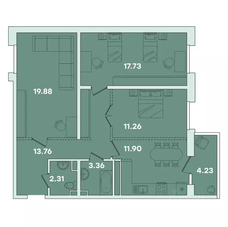 3-к кв. Иркутская область, Иркутск ул. Петрова, 18 (84.43 м) - Фото 0