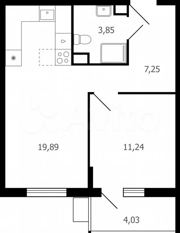 2-к. квартира, 43,6 м, 12/15 эт. - Фото 1