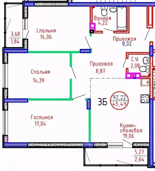 3-к кв. Самарская область, Тольятти Советская ул., 60А (92.22 м) - Фото 0