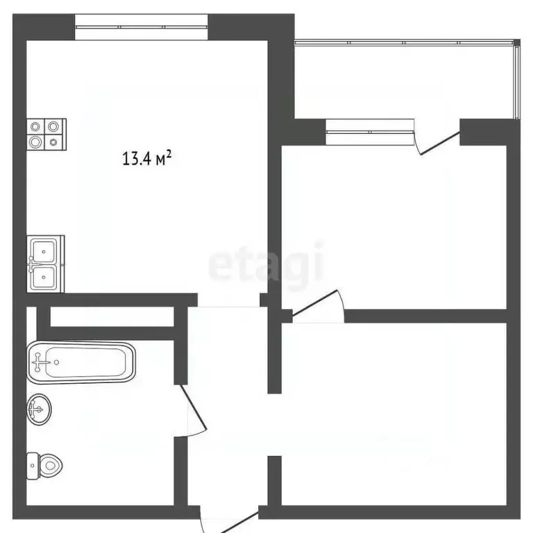 1-к кв. Тюменская область, Тюменский муниципальный округ, д. Патрушева ... - Фото 2