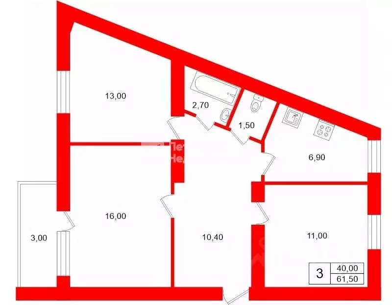 3-к кв. Ленинградская область, Сосновый Бор просп. Героев, 55 (61.5 м) - Фото 2