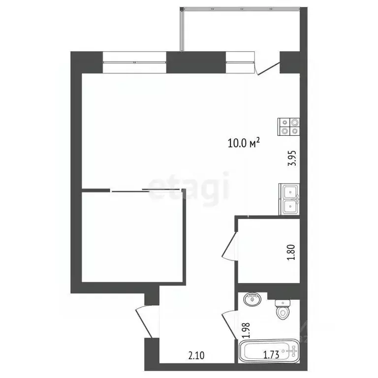 1-к кв. Вологодская область, Вологда Локомотивный пер., 2 (43.5 м) - Фото 2