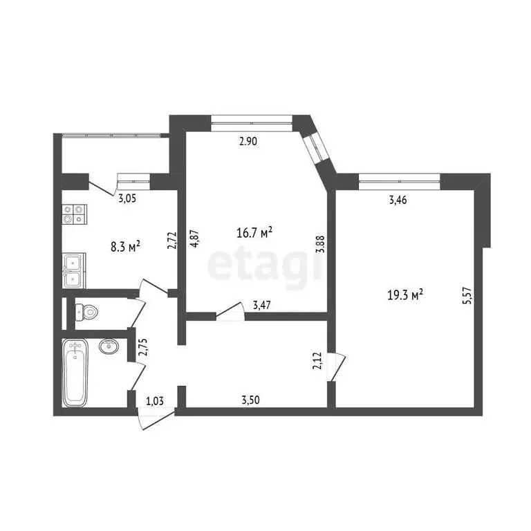 2-комнатная квартира: Тюмень, Широтная улица, 96к1 (59.5 м) - Фото 1