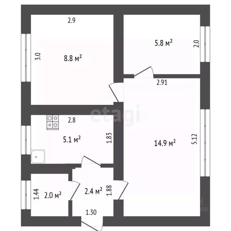 2-к кв. Мордовия, Чамзинка пгт ул. Большая, 4 (39.0 м) - Фото 1