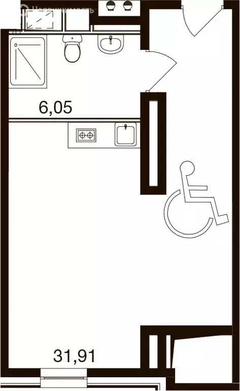 Квартира-студия: посёлок городского типа Новоивановское, Западная ... - Фото 1