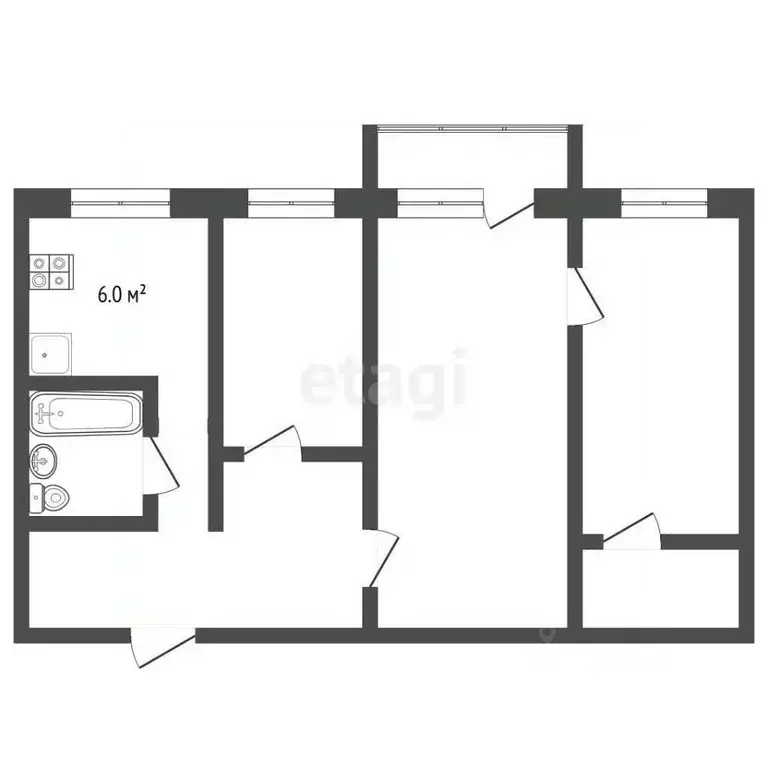 3-к кв. Московская область, Серпухов ул. Чернышевского, 31 (57.4 м) - Фото 2