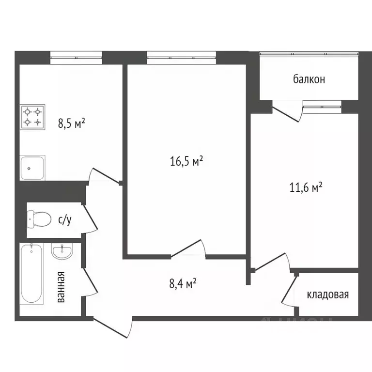 2-к кв. Красноярский край, Красноярск просп. Машиностроителей, 9 (50.0 ... - Фото 2
