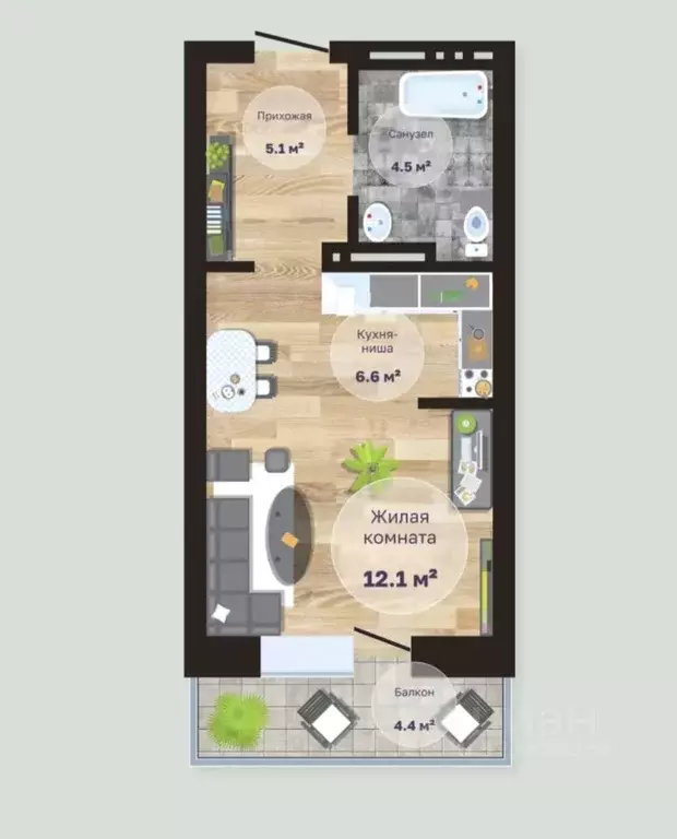 1-к кв. Забайкальский край, Чита ул. Кирова, 39 (30.6 м) - Фото 1