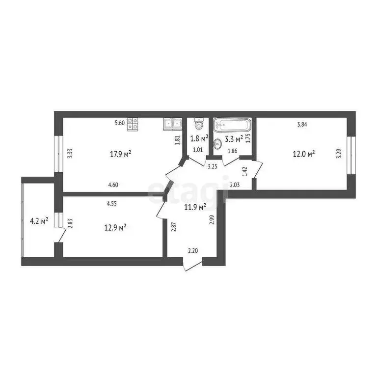 2-комнатная квартира: Тюмень, микрорайон Войновка, улица ... - Фото 1