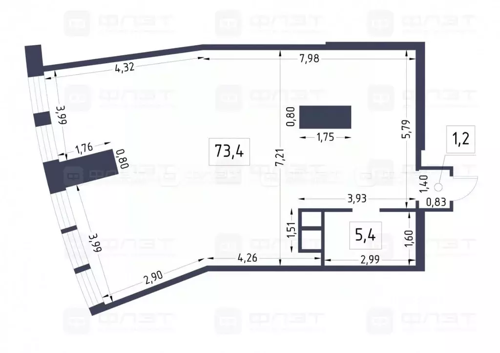 2-к кв. Татарстан, Казань просп. Альберта Камалеева, 1 (80.0 м) - Фото 2