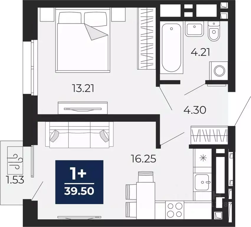 1-к кв. Тюменская область, Тюмень Беринг жилой комплекс (38.43 м) - Фото 1
