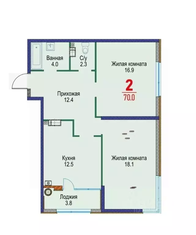 2-к кв. Ставропольский край, Ставрополь Гражданская ул., 1/6 (70.0 м) - Фото 1