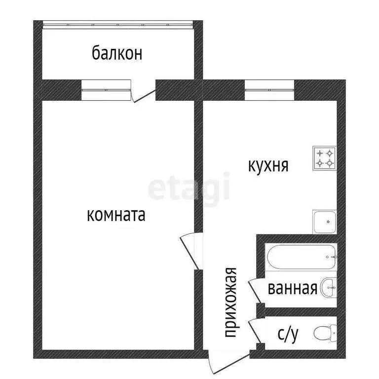 1-комнатная квартира: Курган, улица Бурова-Петрова, 79 (33.4 м) - Фото 1