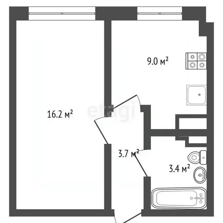 1-к кв. Ямало-Ненецкий АО, Новый Уренгой Строителей мкр, 7/2 (31.1 м) - Фото 1