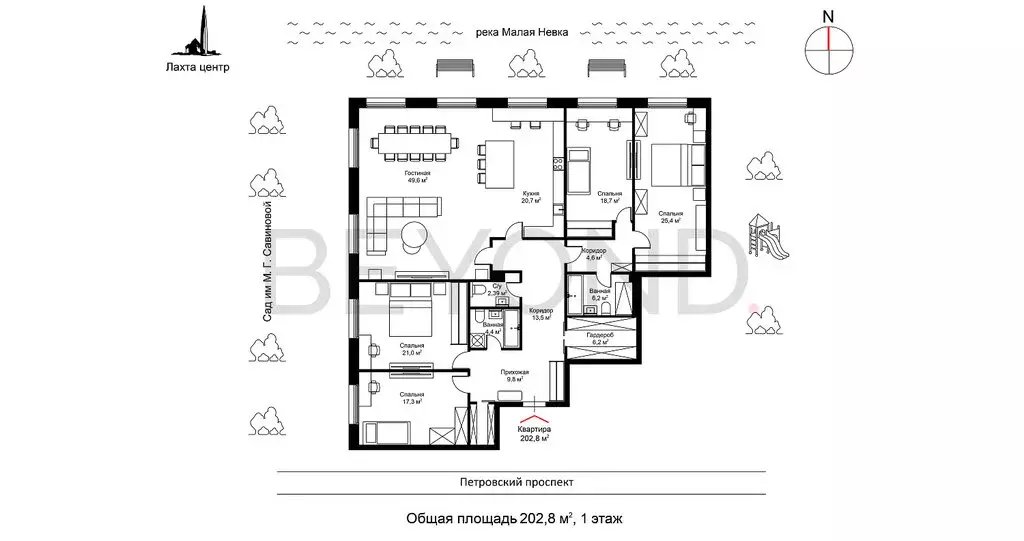 5-комнатная квартира: Санкт-Петербург, Петровский проспект, 11к3 ... - Фото 1