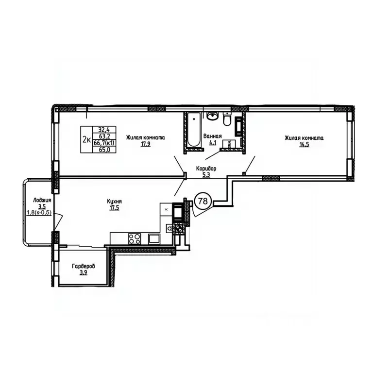 2-к кв. Калининградская область, Калининград ул. 1-я Большая окружная ... - Фото 1