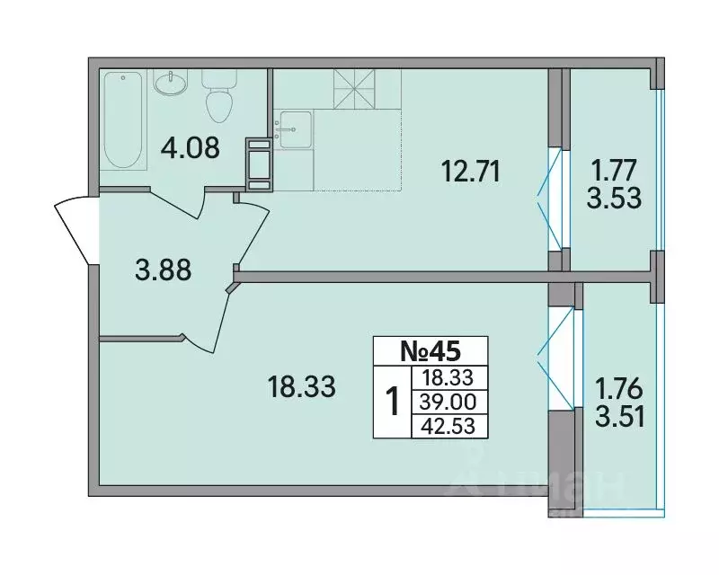 1-к кв. Ленинградская область, Всеволожский район, Агалатовское с/пос, ... - Фото 1