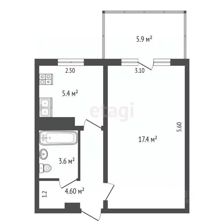1-к кв. Крым, Ялта ул. Кривошты, 9 (36.3 м) - Фото 2