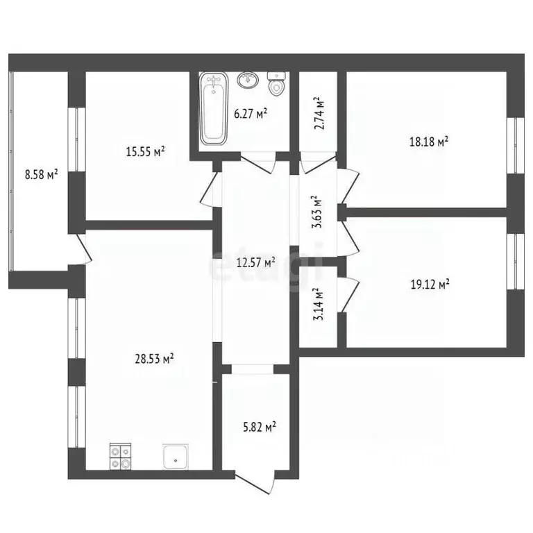 3-к кв. Тюменская область, Тюмень ул. Тимофея Кармацкого, 5к1 (115.8 ... - Фото 1