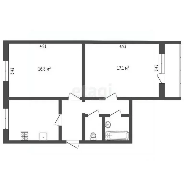 2-к кв. Ханты-Мансийский АО, Когалым Прибалтийская ул., 13 (54.3 м) - Фото 0