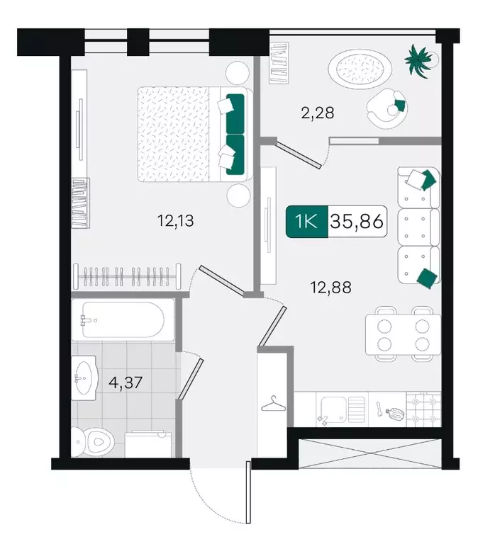 1-к кв. Краснодарский край, Краснодар Народные Кварталы жилой комплекс ... - Фото 1
