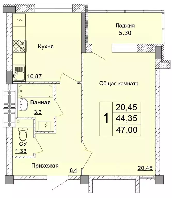 1-к кв. Белгородская область, Старый Оскол Степной мкр, 33Е (47.0 м) - Фото 0