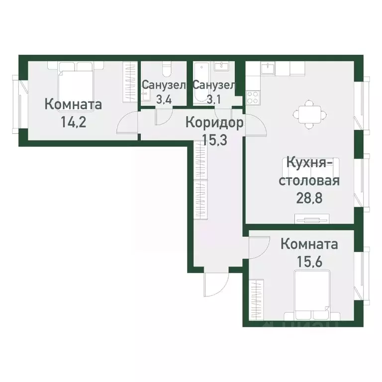 2-к кв. Челябинская область, Челябинский городской округ, пос. ... - Фото 0