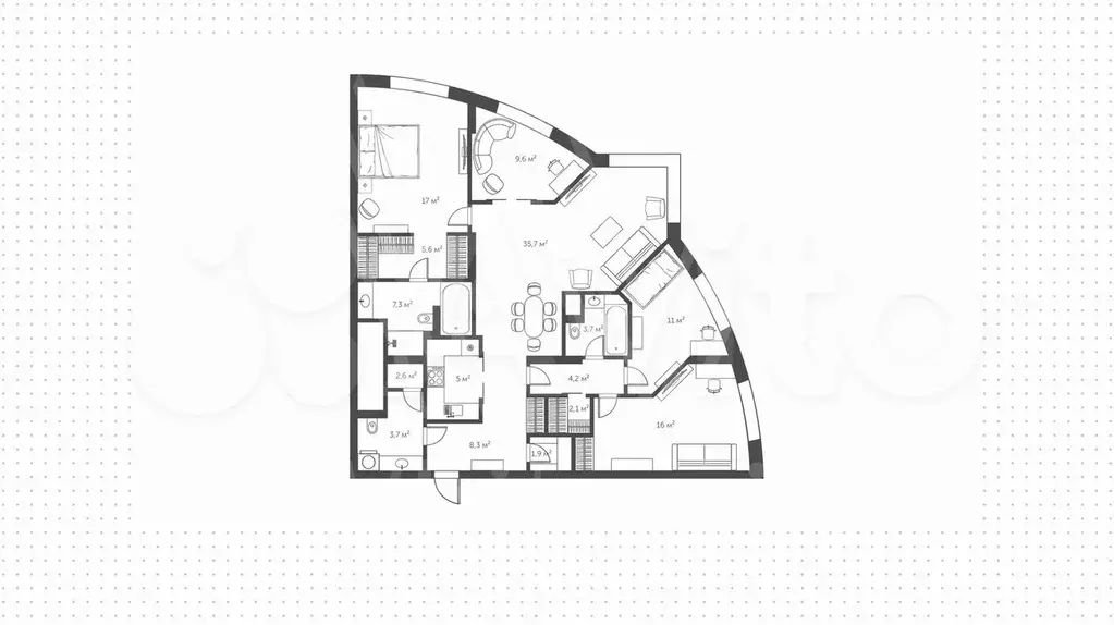 5-к. квартира, 145 м, 25/42 эт. - Фото 0