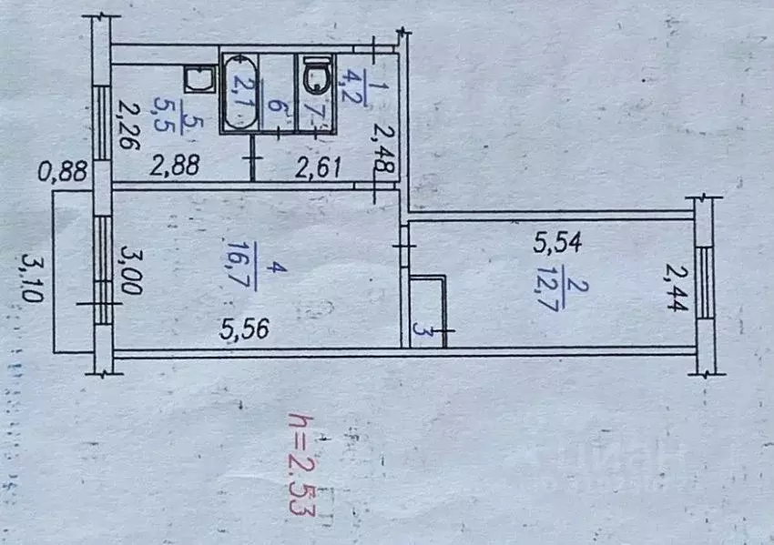 2-к кв. Кемеровская область, Новокузнецк ул. Шункова, 2 (43.0 м) - Фото 0