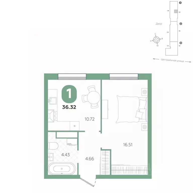1-к кв. Тюменская область, Тюменский муниципальный округ, с. Горьковка ... - Фото 1