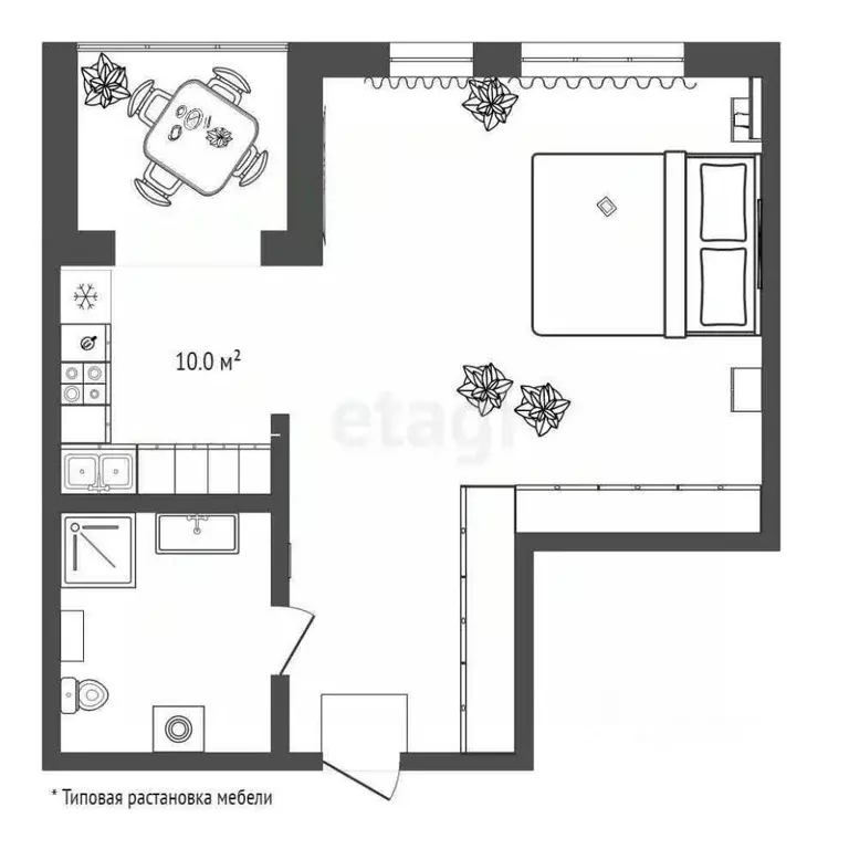 Студия Тюменская область, Тюмень ул. Пожарных и Спасателей, 5 (30.0 м) - Фото 2