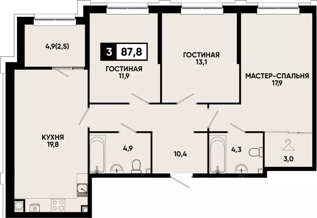 3-к кв. Ставропольский край, Кисловодск Моя Легенда жилой комплекс ... - Фото 1