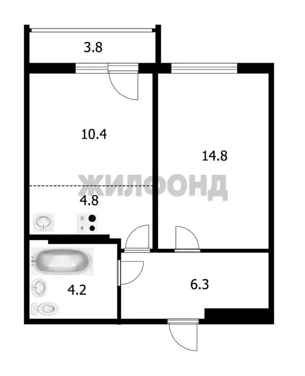 2-комнатная квартира: Обь, Октябрьская улица, 5 (40.4 м) - Фото 0