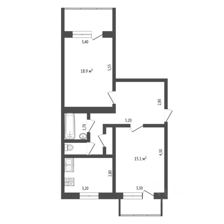 2-к кв. Тюменская область, Тюмень ул. Шиллера, 47 (63.3 м) - Фото 1