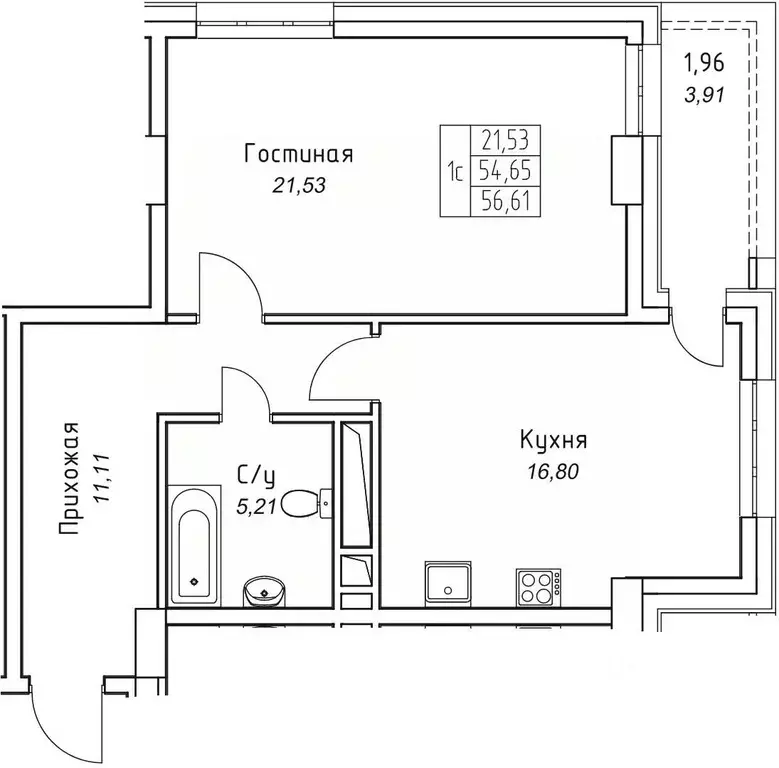 1-к кв. Саха (Якутия), Якутск 11-й кв-л,  (56.61 м) - Фото 1