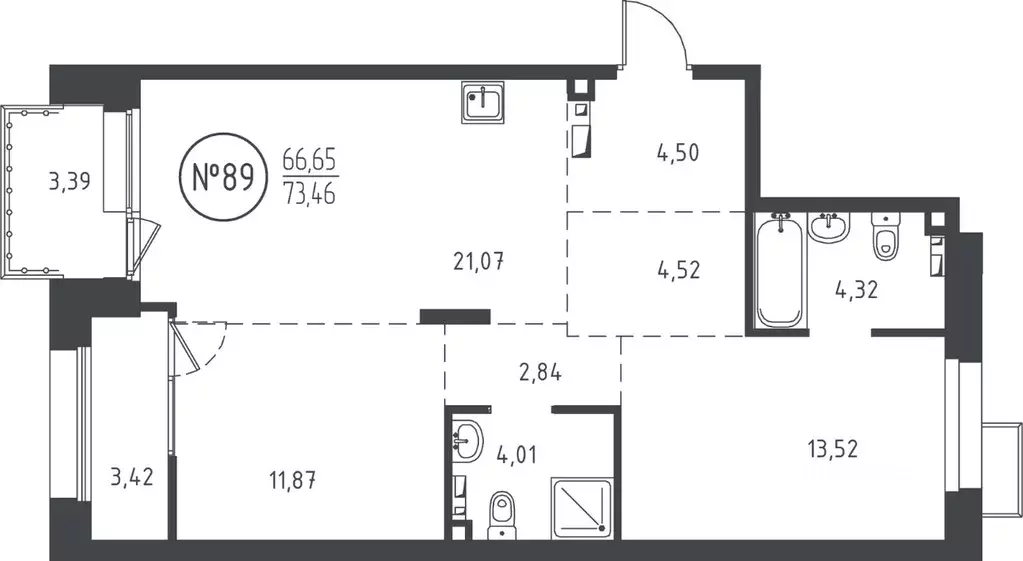 2-к кв. Иркутская область, Иркутск ул. Эдуарда Дьяконова, 11 (73.46 м) - Фото 0