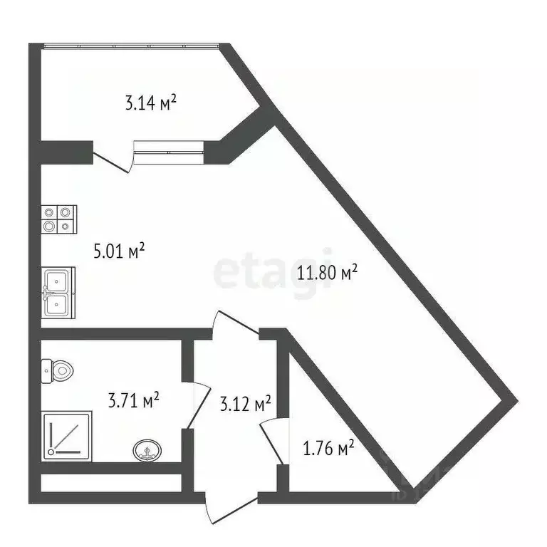 1-к кв. Крым, Симферополь просп. Александра Суворова (28.5 м) - Фото 2