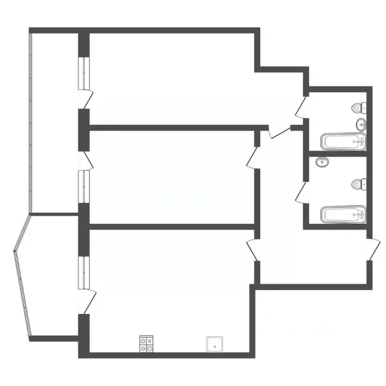 2-к кв. Тульская область, Тула Гоголевская ул., 57 (83.9 м) - Фото 2