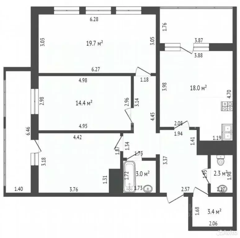 3-к кв. Краснодарский край, Туапсе ул. Портовиков, 39/1 (86.1 м) - Фото 2