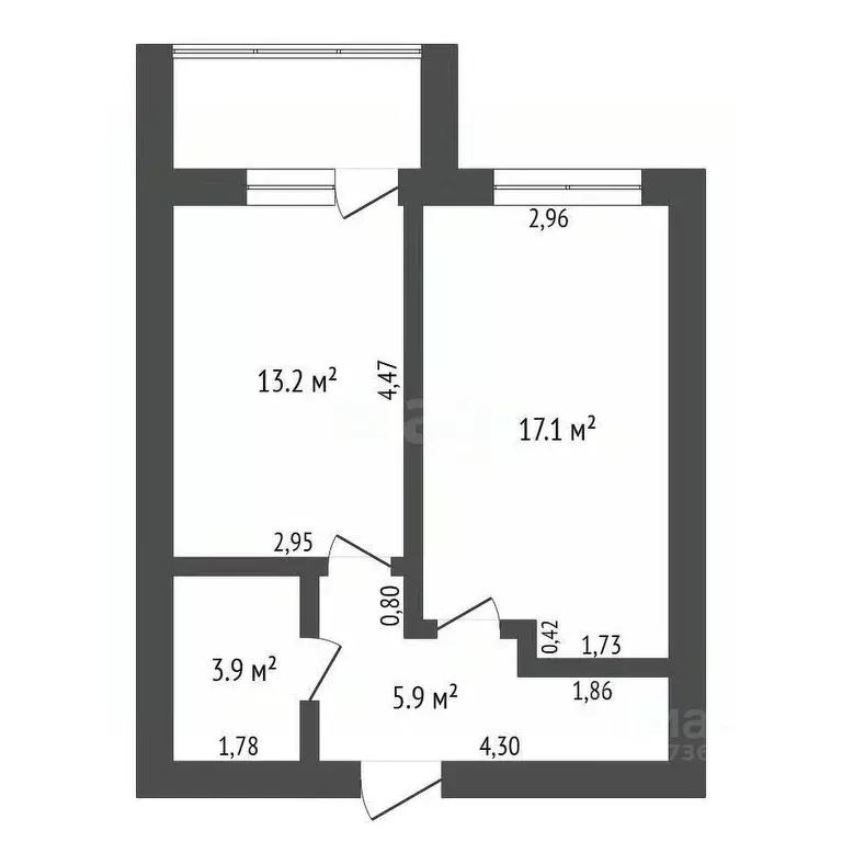 1-к кв. Амурская область, Благовещенск ул. Строителей, 70 (42.4 м) - Фото 1