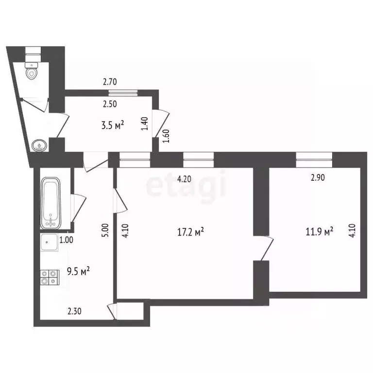 2-к кв. Крым, Красноперекопск ул. Менделеева (46.1 м) - Фото 1