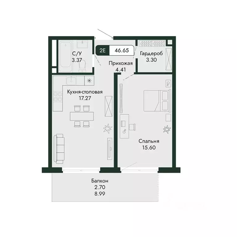 1-к кв. Крым, Алушта  (46.65 м) - Фото 1