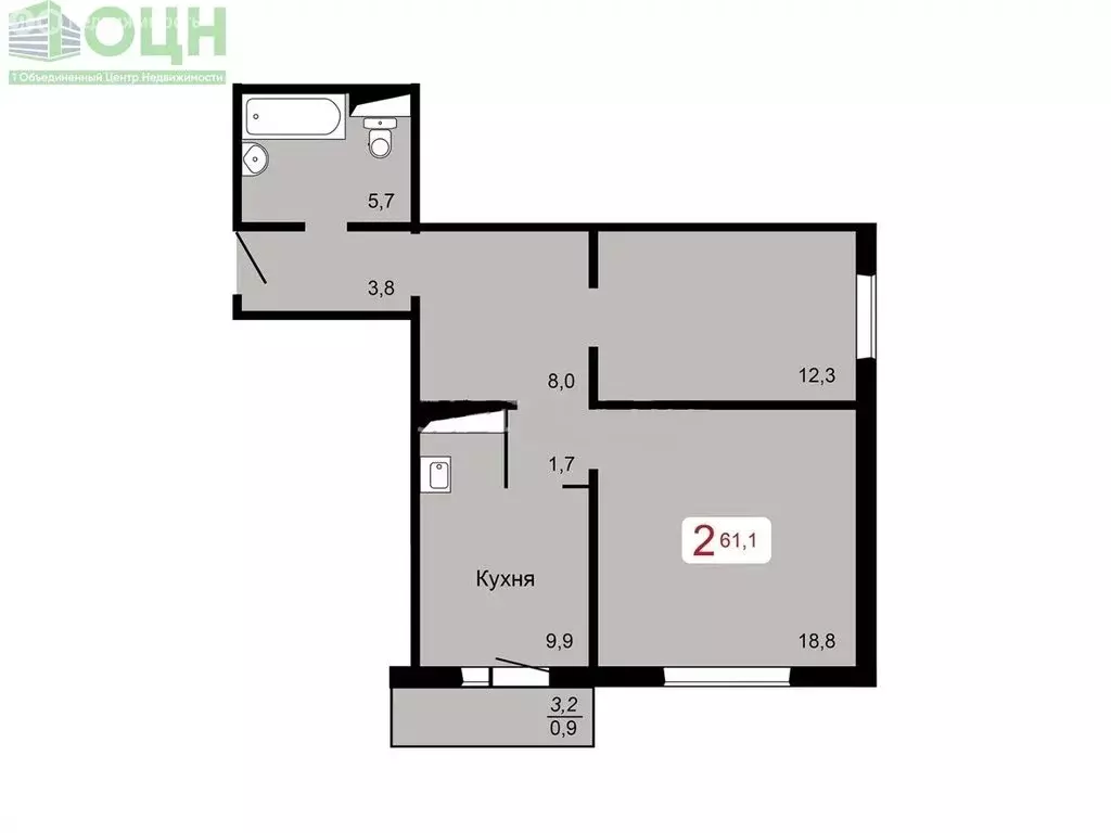 2-комнатная квартира: Красноярск, Апрельская улица, 5Б (61 м) - Фото 0
